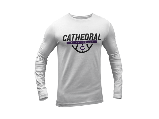 IHUSTLE - 001 - Cathedral Basketball & C - White Long Sleeve TShirt