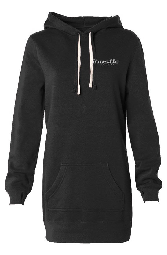 IHUSTLE - ATHLETICS - Black Hooded Sweatshirt Dress